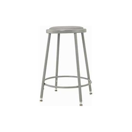 Global Industrial Shop Stool w/Vinyl Upholstered Seat/Steel Frame 24-33 Adjustable Height Gray 688308